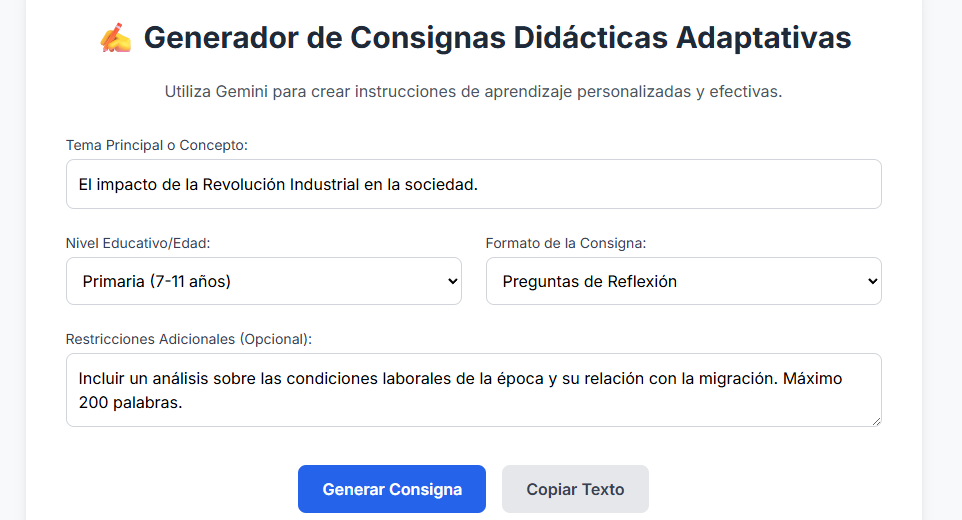 Generador de Consignas Didácticas